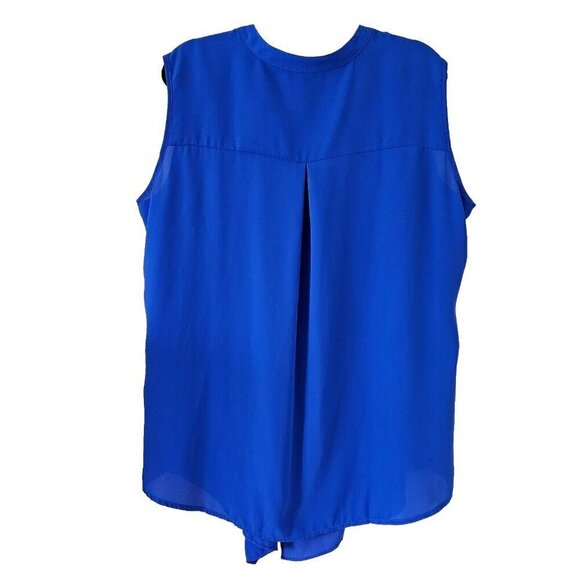 Bianca Nygard Top Womens 2X Blue Sleeveless Button Up Flowy Assymetric Hem Boho - Picture 5 of 14